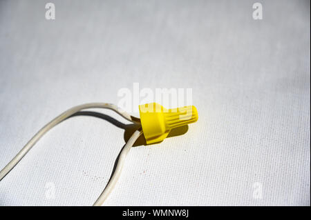pig tail wiring with wing nut and two wires Stock Photo