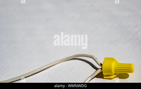 pig tail wiring with wing nut and two wires Stock Photo
