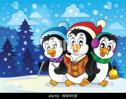 Christmas penguins theme image 2 Stock Vector