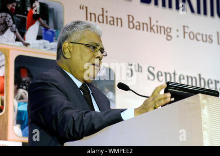 Kolkata, India. 05th Sep, 2019. Director, Bank of India D. Sarkar addresses 11th Indian Chamber of Commerce or ICC Banking Summit 2019. (Photo by Saikat Paul/Pacific Press) Credit: Pacific Press Agency/Alamy Live News Stock Photo