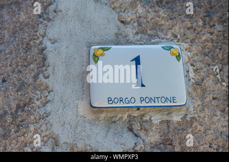 Borgo Pontone  near Amalfi mark the buildings with lemon decorated tiles Stock Photo