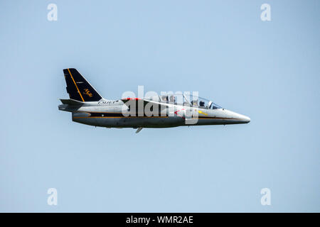 Italian aircraft SIAI-Marchetti S211. The private plane still flying in Singapore Air Force colors Stock Photo