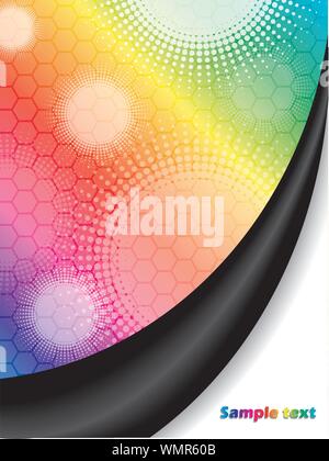 Halftone dots on rainbow backdrop Stock Vector
