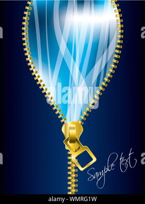 Unzipping cool blue background Stock Vector