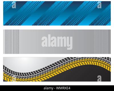 Banners with tire tracks Stock Vector