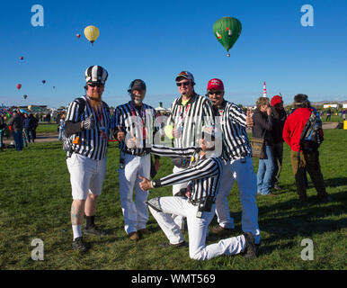 ALBUQUERQUE, NEW MEXICO - OCTOBER 2, 2016: Hot Air Balloon Festival in Albuquerque. Launch directors, also known as “zebras”. Stock Photo