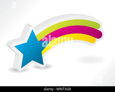 3d star with rainbow and shadow Stock Vector
