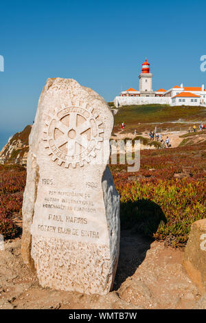 Cascais, Portugal - Sept 5, 2019: Tourists at Cabo da Roca, Portugal. Continental Europe's western-most point Stock Photo