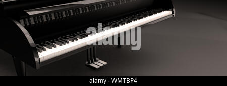 3d illustration of black grand piano over black background Stock Photo