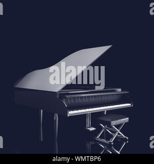 3d illustration of black grand piano over black background Stock Photo