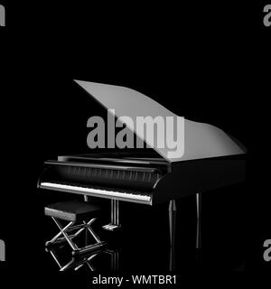 3d illustration of black grand piano over black background Stock Photo