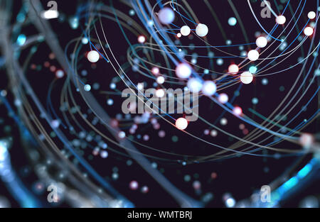 Network and data net system abstract background.Structure and connection.3d illustration.Technology and science concept Stock Photo