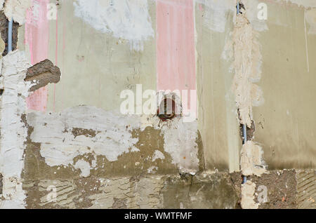 Electric installation in a wall during reconstruction works in an apartment Stock Photo
