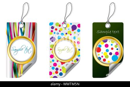 Colored dots and lines label set Stock Vector
