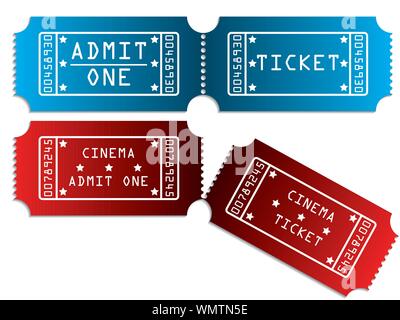 Various tickets in red and blue Stock Vector