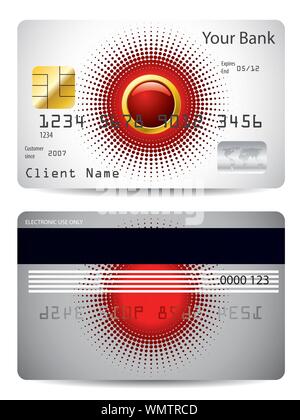 Red and gray credit card Stock Vector