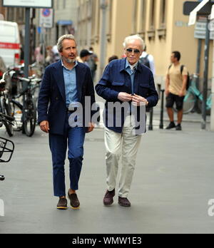 Milan, Jose Carreras and son Albert in the center The Spanish tenor JOSE 'CARRERAS caught a glimpse of the streets of downtown with his son ALBERT. Stock Photo
