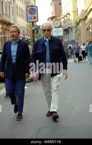 Milan, Jose Carreras and son Albert in the center The Spanish tenor JOSE 'CARRERAS caught a glimpse of the streets of downtown with his son ALBERT. Stock Photo