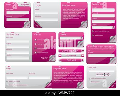 Folded web form design set Stock Vector