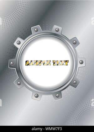 Cogwheel on silver background with halftone Stock Vector