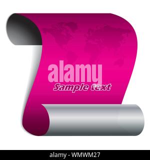 Map on bent pink paper Stock Vector
