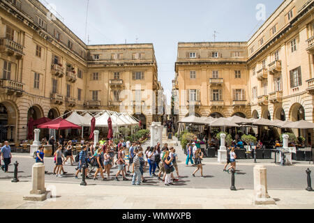 Malta, Valetta, electric taxis in the old town, St. John's Square, Stock Photo