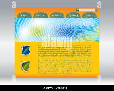 Cool fingerprinted website template in orange Stock Vector