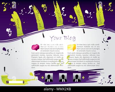 Cool roller painted website template design Stock Vector