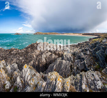 Overlooking the Crantock Beach from West Pentire near Newquay Cornwall England UK Europe Stock Photo