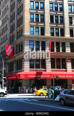 Strand Bookstore, known for its '18 miles of books' slogan, is the New York's most well know independent bookstore. Manhattan on JULY 19th, 2019 in Ne Stock Photo