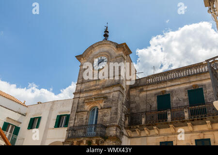 Italy, Apulia, Province of Brindisi, Cisternino. Torre dell'Orologio (clock tower). Stock Photo