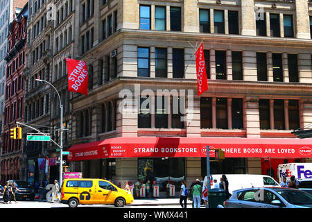 Strand Bookstore, known for its '18 miles of books' slogan, is the New York's most well know independent bookstore. Manhattan on JULY 19th, 2019 in Ne Stock Photo