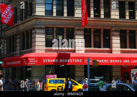 Strand Bookstore, known for its '18 miles of books' slogan, is the New York's most well know independent bookstore. Manhattan on JULY 19th, 2019 in Ne Stock Photo