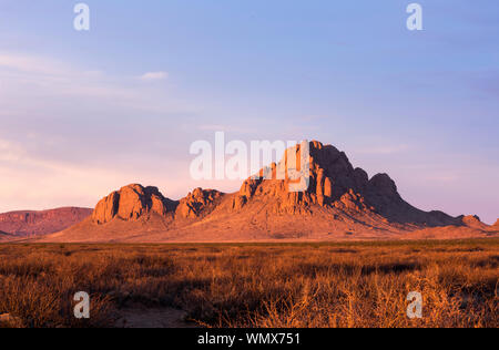 South of Rock Hound State Park is this rock formation north of the Florida Mountains. Stock Photo
