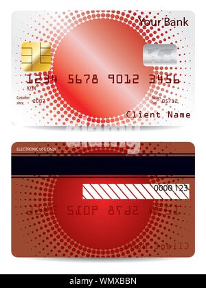 Red halftone credit card design Stock Vector