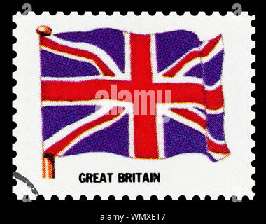 GREAT BRITAIN FLAG - Postage Stamp isolated on black background. Stock Photo