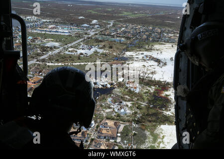 US Coast Guard supporting search, rescue and humanitarian aid efforts in Bahamas after Hurricane Dorian. Photo: Erik Villa Rodriguez / USCG. (9-4-19) Stock Photo