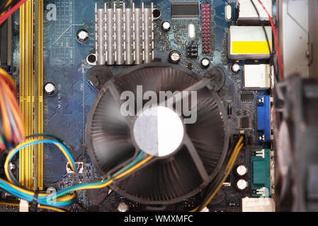 Computer Motherboard Close Up. Computing device concept . Stock Photo