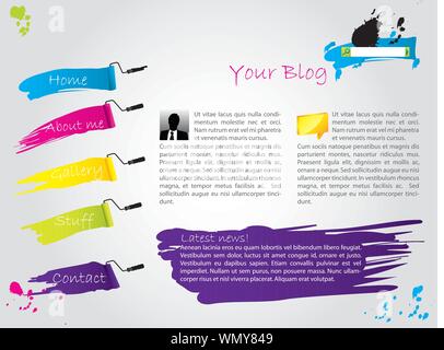 Cool painted website template design Stock Vector