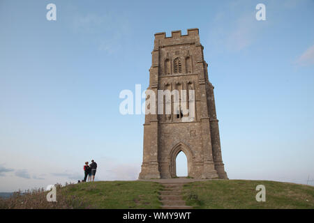 St. Michaels Tower. Glastonbury Tor,  Somerset England Stock Photo