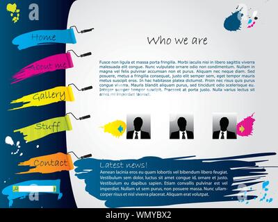 Painted website template with paint roller Stock Vector