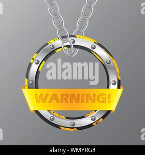 Abstract warning sign hanging on chains Stock Vector