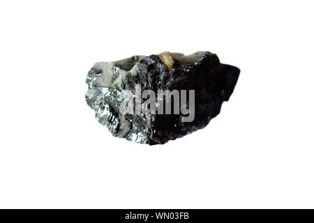 Macro shooting of Galena mineral stone isolated on white background. Galena from Australia. Stock Photo