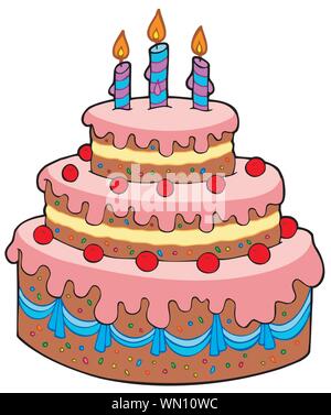 Big Cartoon Birthday Cake Stock Vector Image Art Alamy