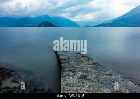 Long exposure shot of ramp in Lake Como, Italy Stock Photo