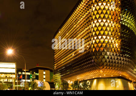 The South Australian Health and Medical Research Institute by night. Adelaide Australia Stock Photo