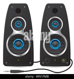 Stereo speakers with plug Stock Vector