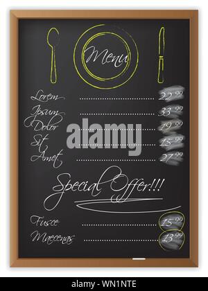 Menu on a blackboard Stock Vector