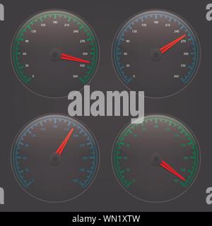Vector speedometers set. Eps10 Stock Vector
