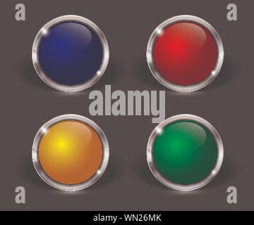 Vector web buttons with metallic border Stock Vector